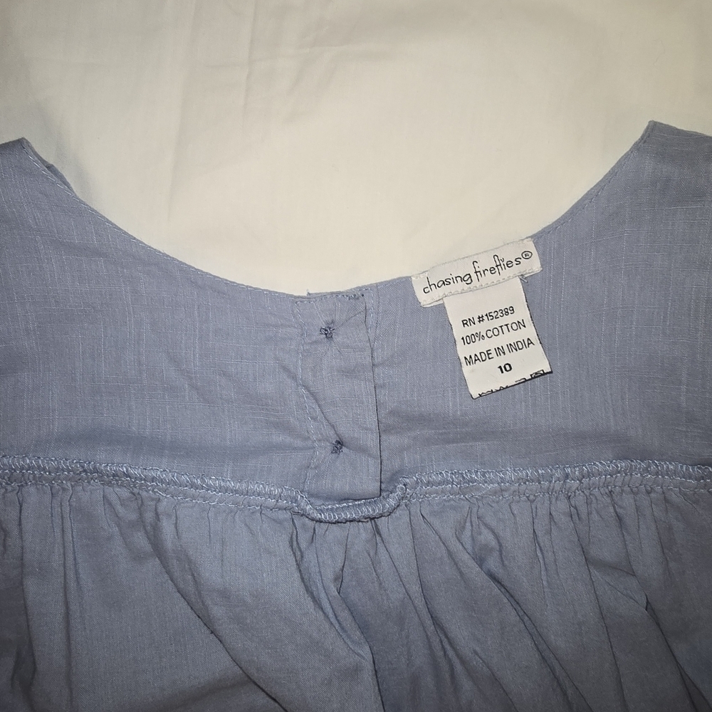 Blue firefly hunting dress sleeveless blue lace trim tai - Picture 8 of 10